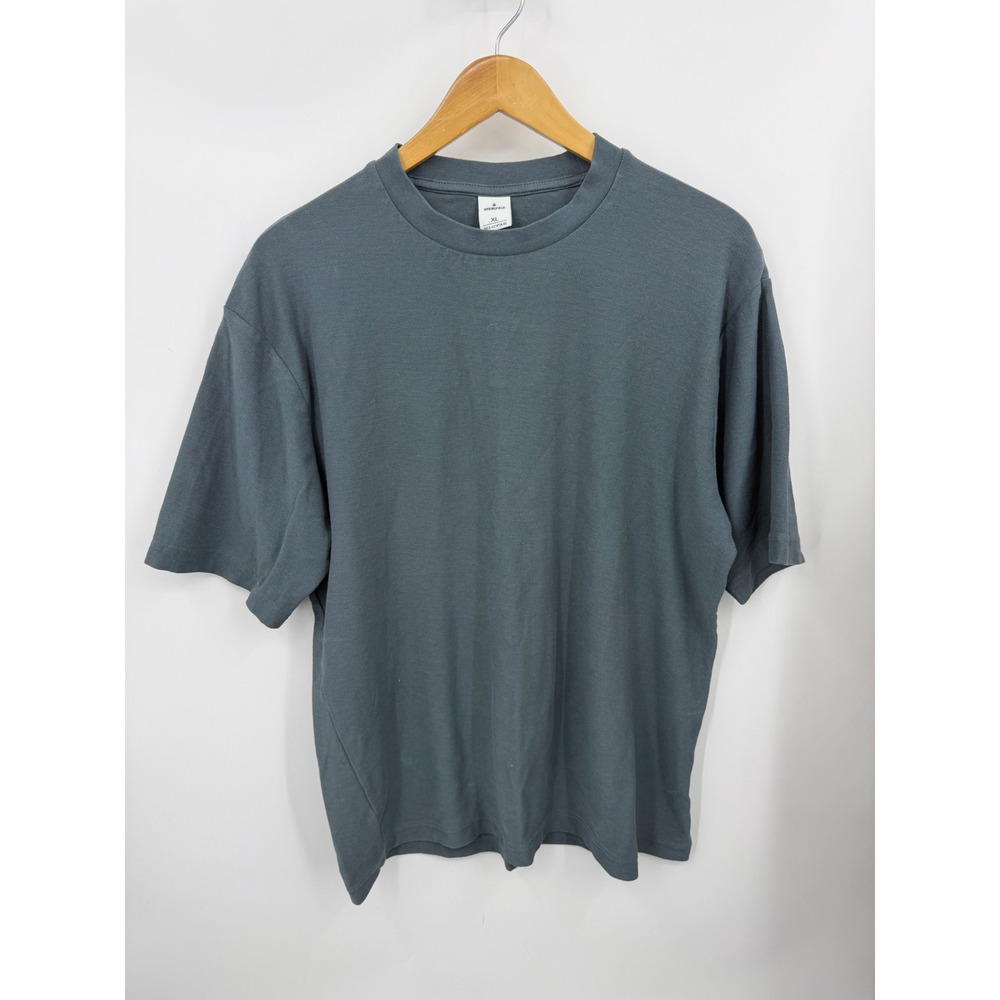 Springfield Solid Crew Neck T-Shirt Mens XL Blue Grey Short Sleeve Textured Tee
